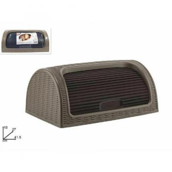 Gran Panecillo Contenedor Panera Crock con Acabado Rattan Marrón
