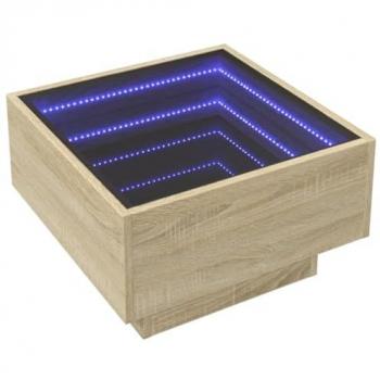 Coffee Table with LED Sonoma Oak 50x50x30 cm Engineered Wood