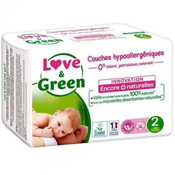 Pannolini Love & Green Taglia 2 (3-6 kg) Ipoallergenici e Anti-Irritazione x36