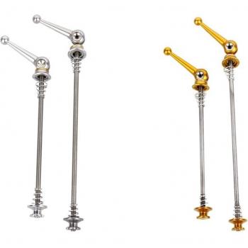 2 Pairs of Quick Release Titanium Bicycle Skewers for MTB & Road Bike, Gold & Silver