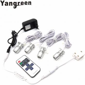 Black/Silver Mini LED Spotlight for Jewelry Cabinets with Remote Control