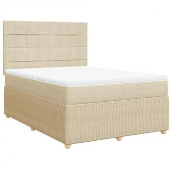 VidaXL Stilvolles Boxspringbett mit Matratze 160x200 cm Creme