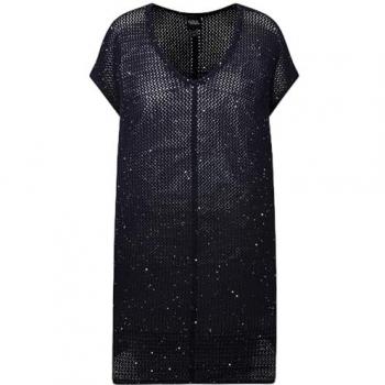 Damen Long-Pullover in großen Größen, blau, Baumwolle/Polyester, Ulla Popken
