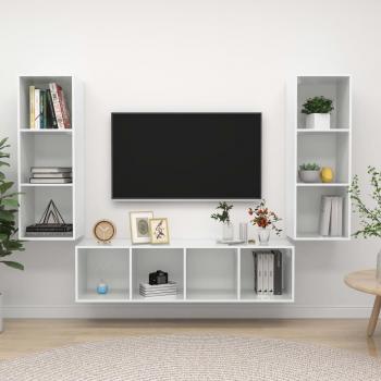 VidaXL Modern High Gloss White TV Cabinet Trio