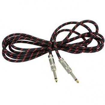 6.35mm Mono Braided Instrument Cable Red & Black Guitar Audio Lead 3m