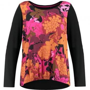 SAMOON Langarmshirt mit floraler Vorderseite Orange 56