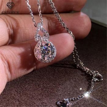 CC S925 Silver Pendant for Women, 1ct Cubic Zirconia, Bridal Jewelry CCN283