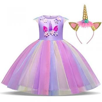 TTYAOVO Prinzessinnenkleid mit Einhornmotive – Größe 4/5, lila