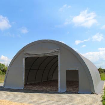 Toolport 9.15m x 26m Fire‑Safe Drive‑Through Hangar – Grey (PRIMEtex 2300)