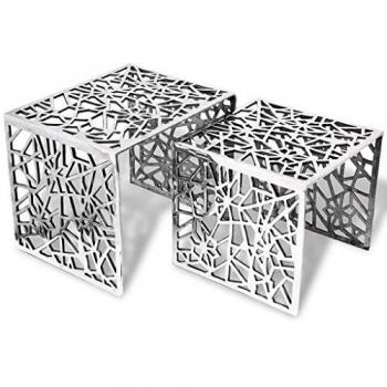 Square Aluminium Two Piece Side Tables Silver vidaXL