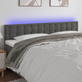 Dark Grey LED Headboard with Velvet Finish 200x5x78/88 cm