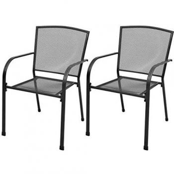 Chaises de repas empilables vidaXL 2 pcs Acier Gris