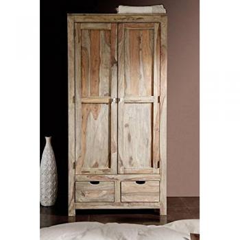 Massivmöbel24: Flur‑ und Aufbewahrungsschrank in Nature Grey – 96 × 60 × 200 cm