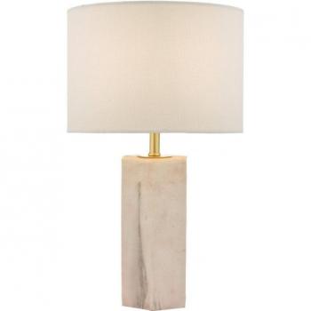 Nalani Table Lamp with Pink Marble Effect and Linen Shade