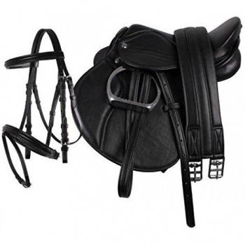 QHP Pony Sattel-Set Leder mit Trense und 13 Sattel