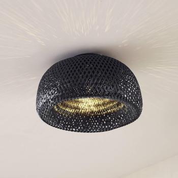 Plafoniera Eskil, 1 luce, Ø46,5 cm, nero, bambù
