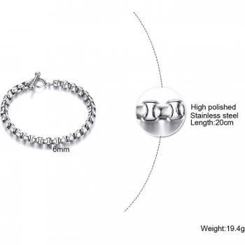 Bracelet en acier inoxydable 4-6MM, longueur ajustable 6,3-8,26 pouces