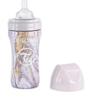 Biberon 330 ml Grigio Marmo Anti Coliche in Acciaio