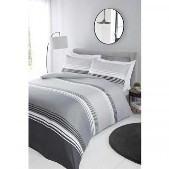 Rapport Home Grey Striped Duvet Cover Set