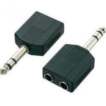 SpeaKa Professional Y‑Stecker – 1 × Klinke 6,35 mm / 2 × Buchse 6,35 mm – Schwarz