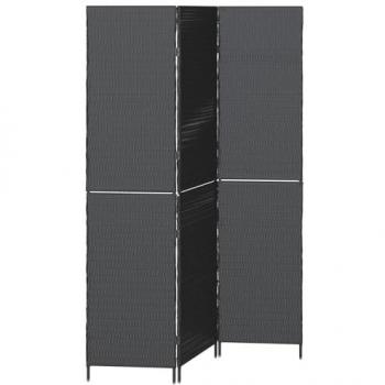 Room Divider, 146 × 180 cm, Black Poly Rattan (vidaXL)