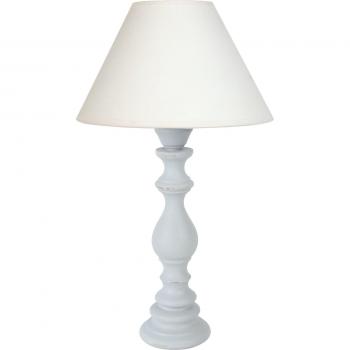 Abat‑jour blanc sur lampe à poser bois – modèle H43 cm, style charme