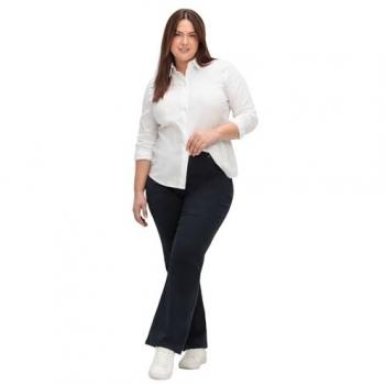 Sheego Damen Twillhose Bootcut, nachtblau, Größe 42