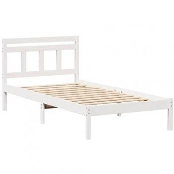 Estructura Bed Pino Vidaxl 100×200cm, Color Blanco