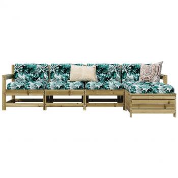 Set Divani da Giardino 5 Pezzi in Legno di Pino Impregnato