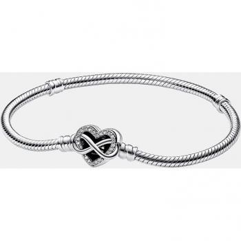 Pulsera Pandora Moments Cadena de Serpiente con Cierre Corazón Infinito Brillante