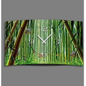 DIXTIME leise Wanduhr Bambus Schmetterlinge Design