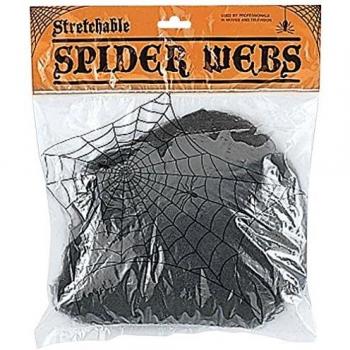 Rubie's Toile d'araignée noire 60 g – 4 petites araignées incluses