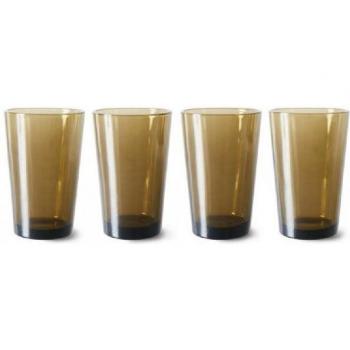 HKliving Vintage Glas Teetassen 400 ml, braun (4-teilig)