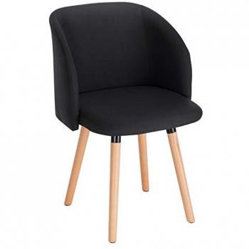 Silla Tapizada en Lino con Estructura de Madera Negra