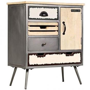 Sonata Sideboard, Solid Mango Wood and Steel, 65x33x76 cm
