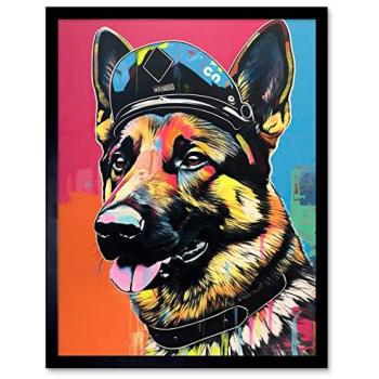 Dog Officer Headwear Contemporary Art Print – 12x16 Framed