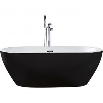 Freistehende Badewanne Schwarz 150 x 75 cm aus Sanitäracryl mit Überlauf-System