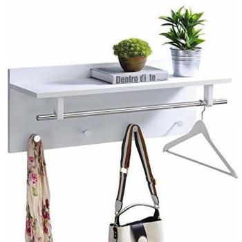 Porte‑manteaux murale ULF « Chic Blanc Mat » avec rangement et tringles