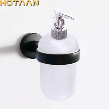 Black Color Wall-Mounted Soap Dispenser with Stainless Steel Holder