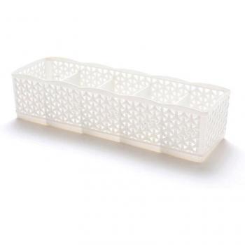 5-Compartment Plastic Organizer for Drawer Storage