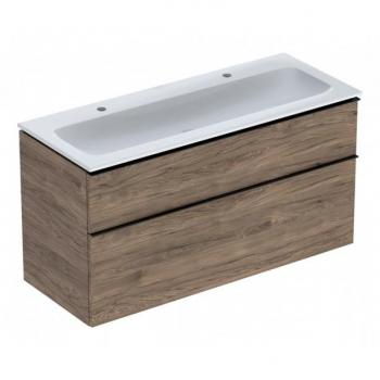 Keramag / Geberit iCon Komplett-Set 1200 x 630 x 480 mm, Dekor Nussbaum hickory / Griff Lava / WT Weiß mit KeraTect