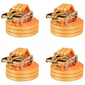 VidaXL Cinghie di Fissaggio per Carico, 4 pezzi, 1 T, 6m x 38mm, arancioni