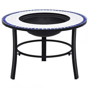 Adara 3 Leg Stand Mosaic Fire Pit Blue and White Ceramic