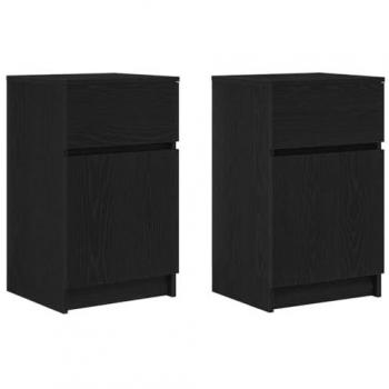 VidaXL Nachttisch Duo Schwarz 39x35x65 cm Holzwerkstoff