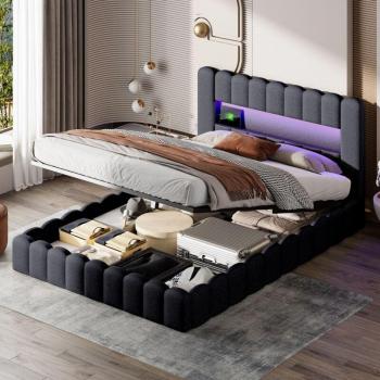 Lit coffre design scandinave 160x200cm