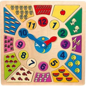 Horloge murale éducative en bois pour enfant
