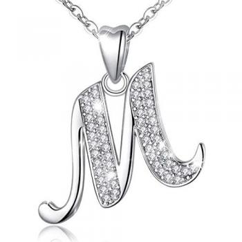 Collier Alphabet en Argent 925 avec Pendentif Lettre et Zircon Cubique