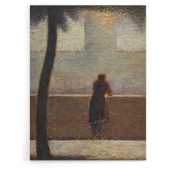 Seurat-inspired Man at Parapet, Grey Canvas 18x24