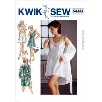 Kwik-Sew Nightwear Chemise and Shorts, Pack 1, White