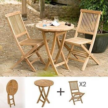 Ensemble de terrasse en teck pour 2